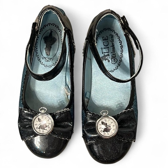 Disney Store Black Alice in Wonderland Mary Janes US Little Girl 13/1 - Picture 2 of 8